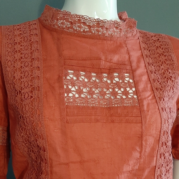Universal Thread Rust Lace Puff Sleeve Blouse - Picture 5 of 16